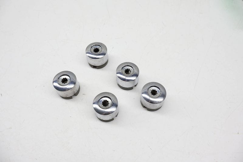 Chrome Lug Nut / Bolt Cover / Cap Set (5) 7L6601173A — Used (SKU 720040)
