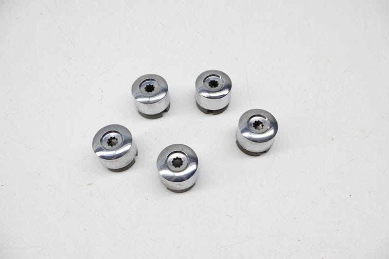 Chrome Lug Nut / Bolt Cover / Cap Set (5) 7L6601173A — Used (SKU 720041)